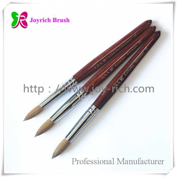 JRA3-Pure kolinsky hair red wooden handle acrylic nail brush