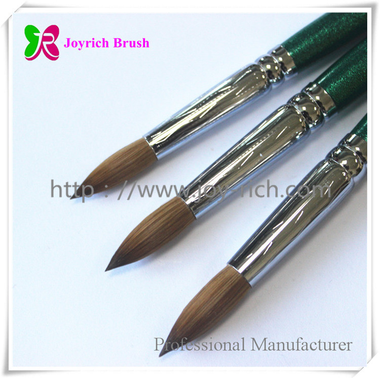 JRA5-Green wooden handle acrylic kolinsky nail brush