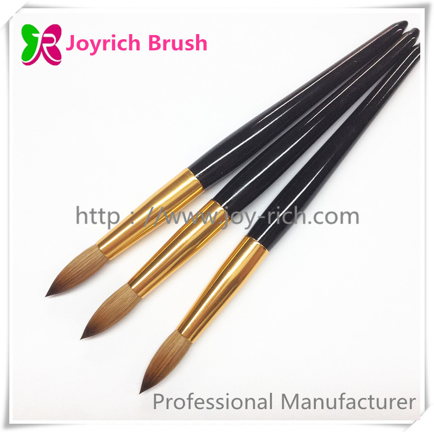 JRA6-Black wooden handle with golden ferrule kolinsky hair acrylic nail brush