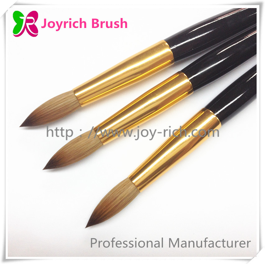 JRA6-Black wooden handle with golden ferrule kolinsky hair acrylic nail brush