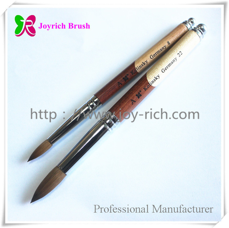 JRA9--Double colours wooden handle with kolinsky hair acrylic nail brush