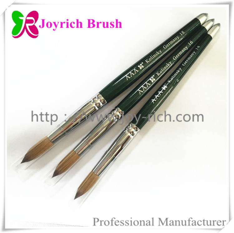 JRA7-Green wooden handle with kolinsky hair acrylic nail brush