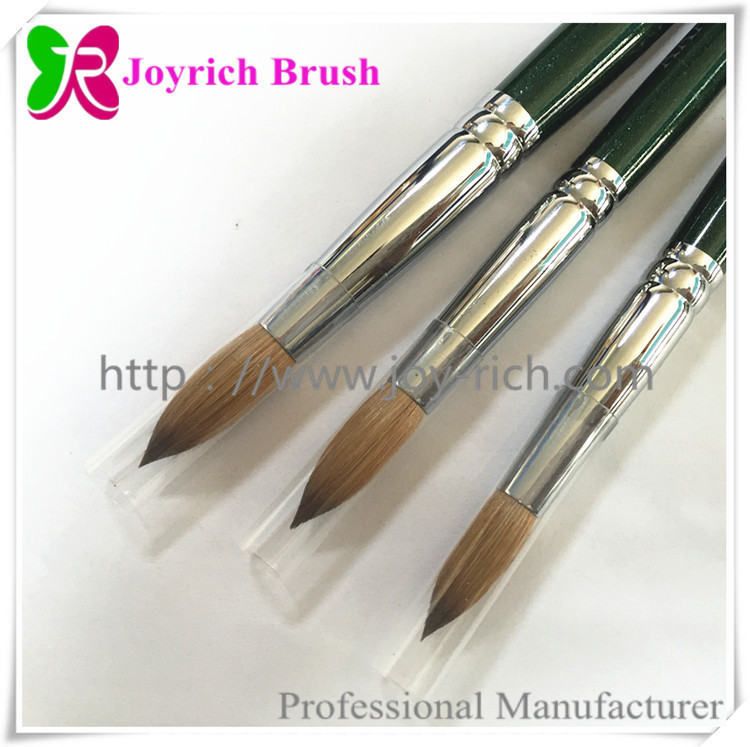 JRA7-Green wooden handle with kolinsky hair acrylic nail brush