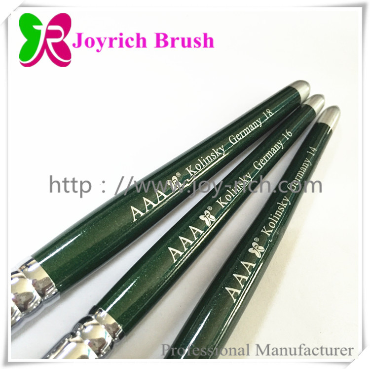 JRA7-Green wooden handle with kolinsky hair acrylic nail brush