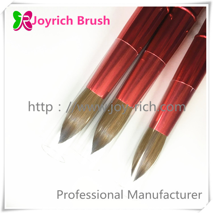 JRA16--Red metal handle kolinsky hair acrylic nail brush