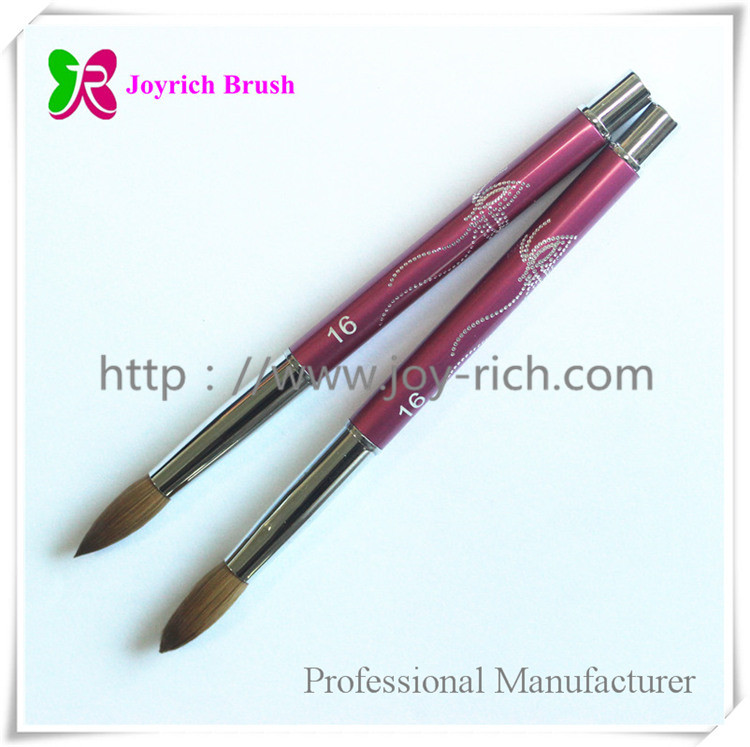 JRA19--Pink metal handle kolinsky hair acrylic nail brush