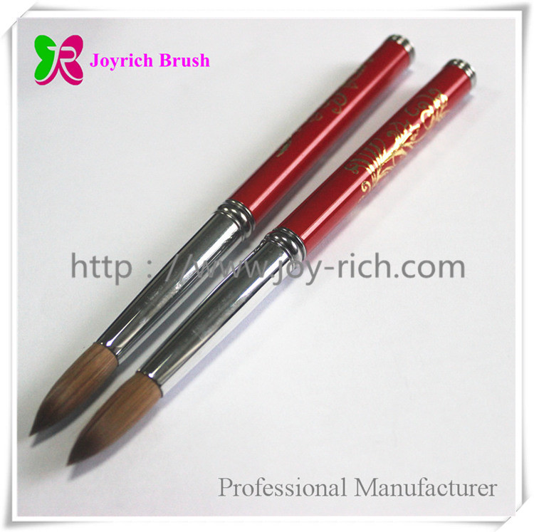 JRA18-- Red metal handle kolinsky hair acrylic nail brush