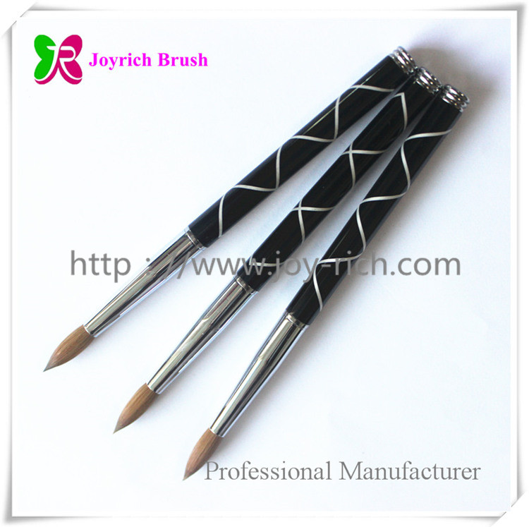 JRA22--Black metal handle with laser graving kolinsky hair acrylic nail brush