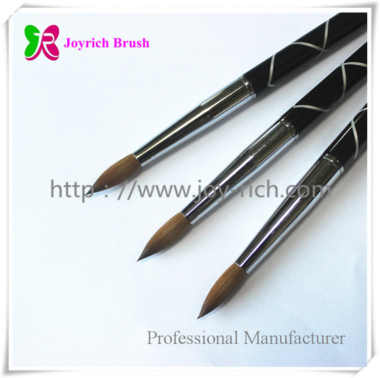 JRA22--Black metal handle with laser graving kolinsky hair acrylic nail brush