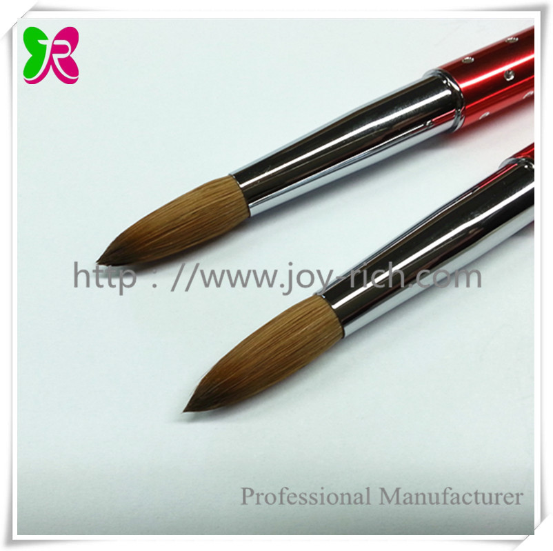 JRA23--Red metal handle kolinsky hair acrylic nail brush