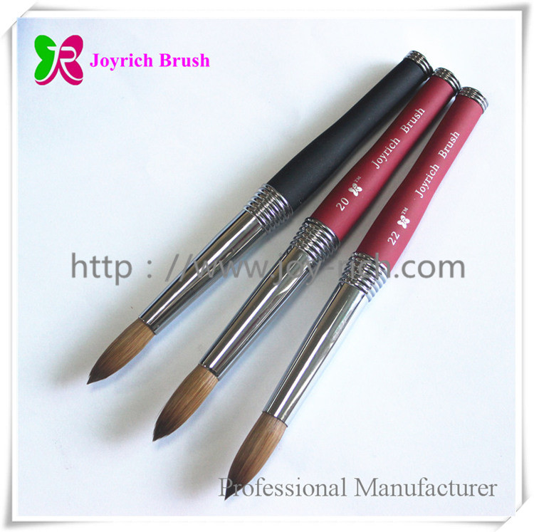 JRA25--Red metal handle kolinsky hair acrylic nail brush