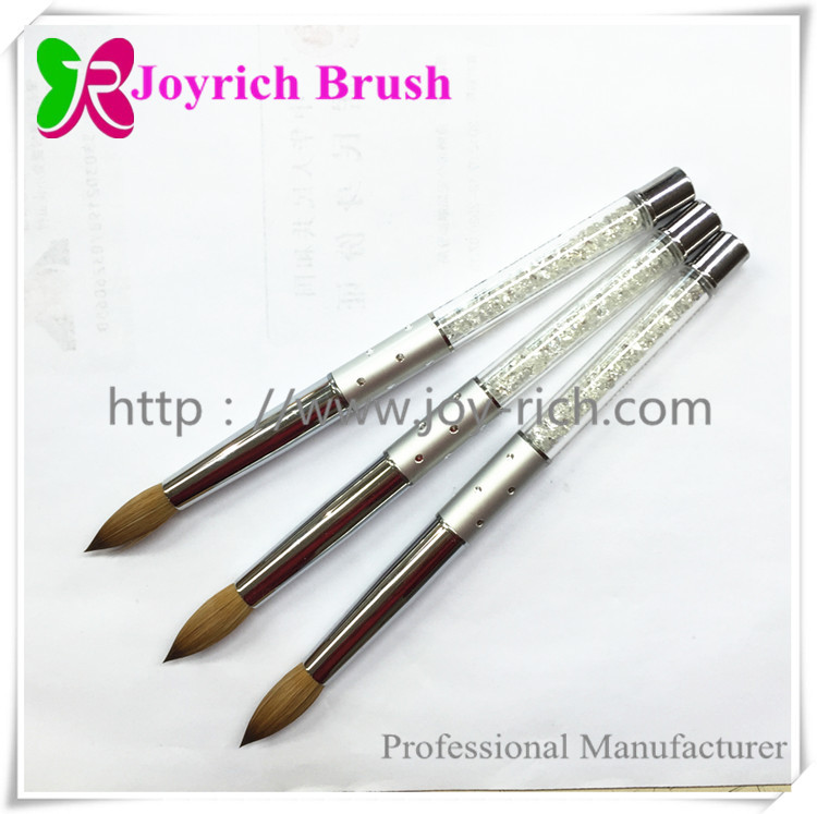 JRA31--Silver metal handle with rhine stone kolinsky hair acrylic nail brush