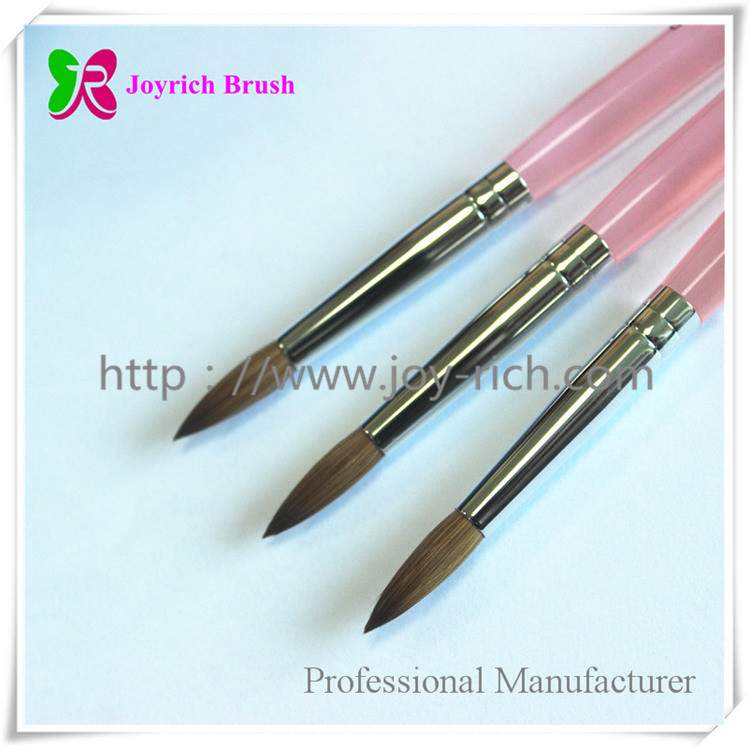 JRA40--Pink acrylic handle kolinsky hair acrylic nail brush