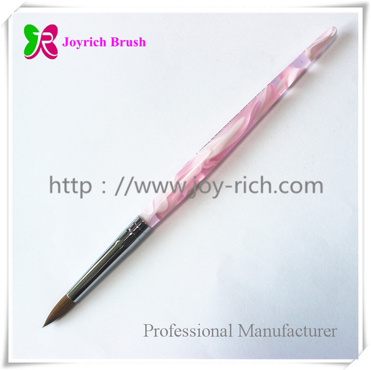 JRA41--Pink acrylic handle kolinsky hair acrylic nail brush