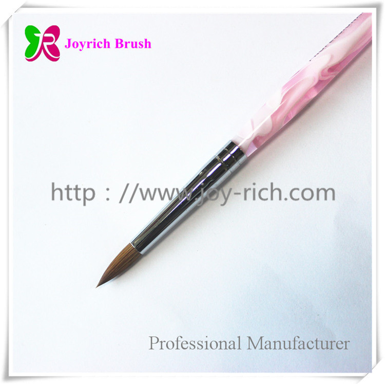 JRA41--Pink acrylic handle kolinsky hair acrylic nail brush