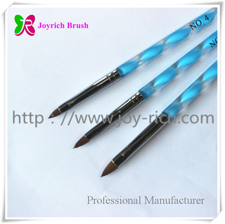 JRS1--Blue acrylic handle kolinsky hair 3D nail brush