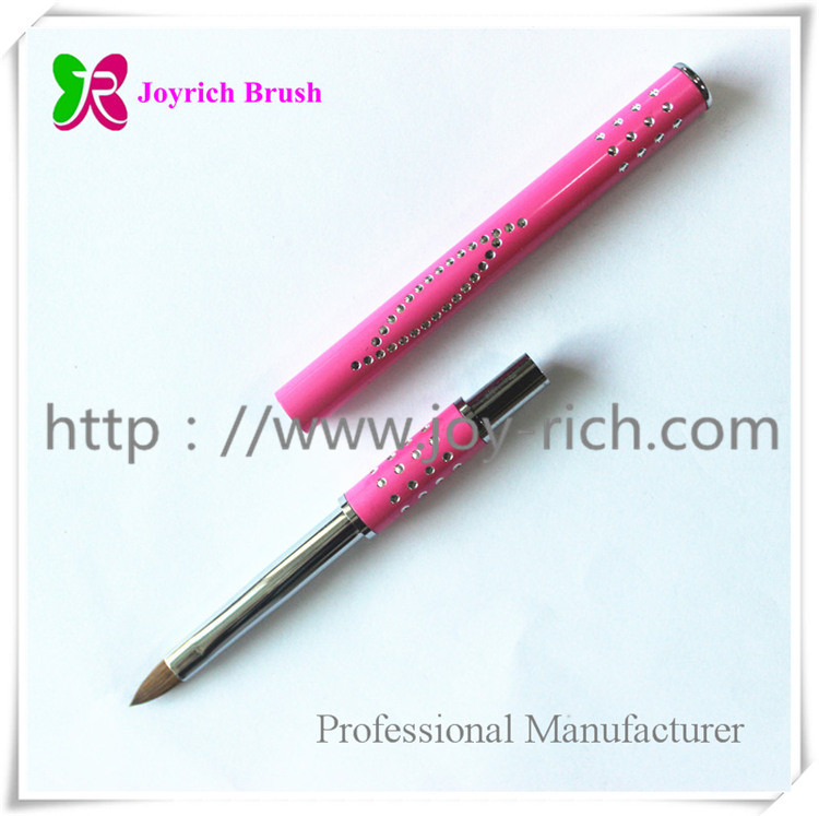 JRS5--Pink metal handle kolinsky hair 3D nail brush