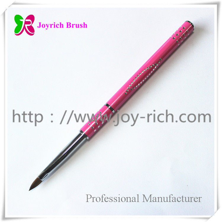 JRS5--Pink metal handle kolinsky hair 3D nail brush