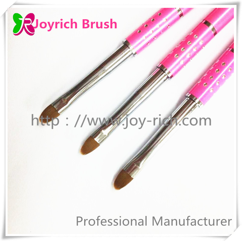 JRG2--Pink metal handle kolinsky hair gel nail brush