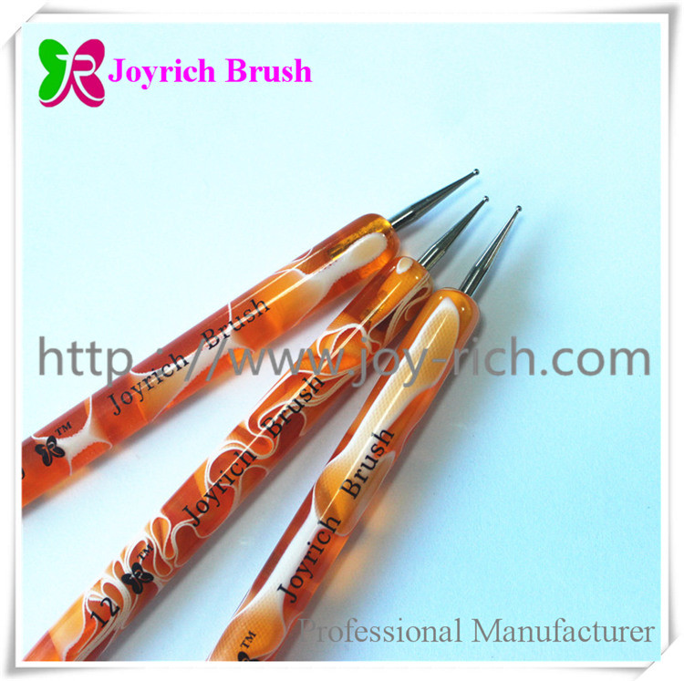 JRF7--Orange acrylic handle french nail brush